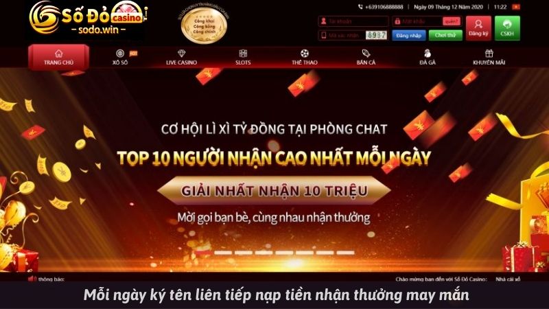  Mỗi ngày ký tên liên tiếp nạp tiền nhận thưởng may mắn